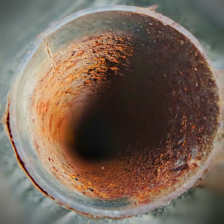 Close up Rust in the pipe