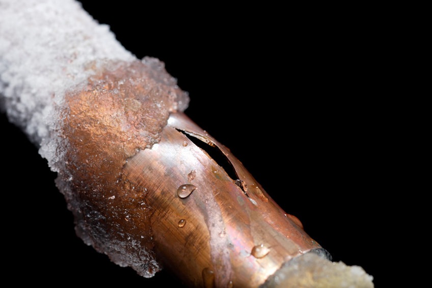 Freeze Damaged Pipe A pipe showing freeze damage