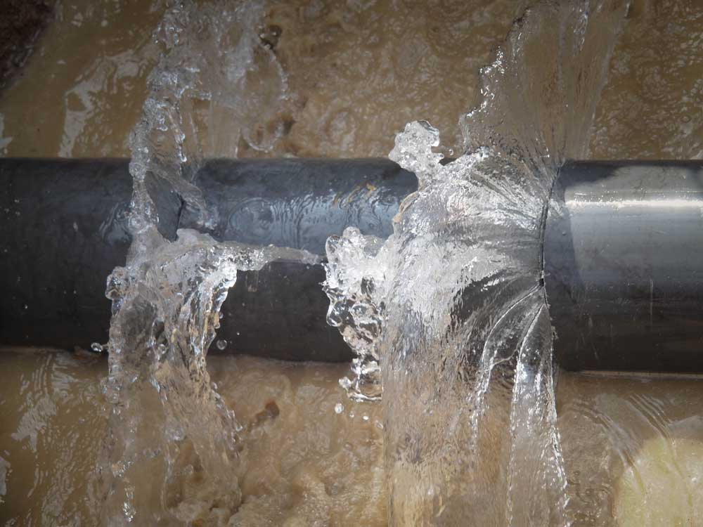 Waste water from pipe leaking