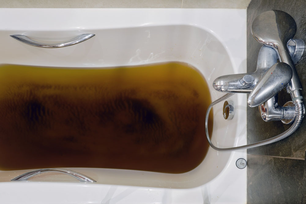 backed up bath tub